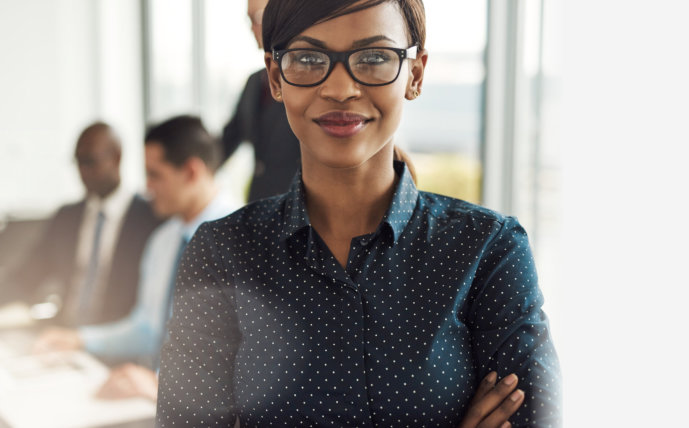 beautiful young professional woman in office