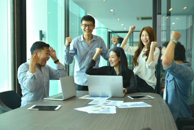 group of happy businessmen