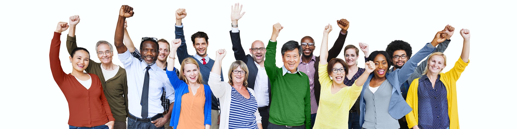 group of people raising their hands